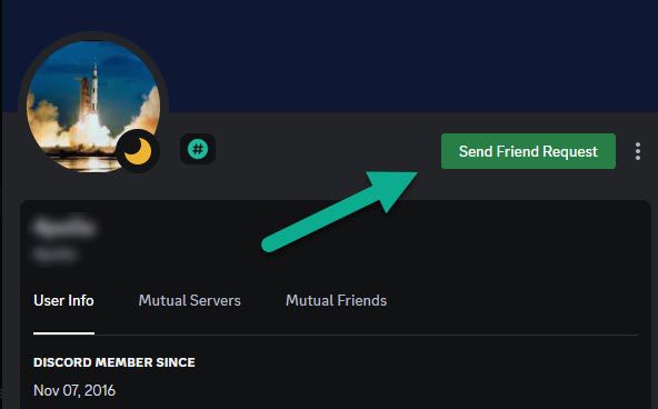 Send Friend Request Button, Discord