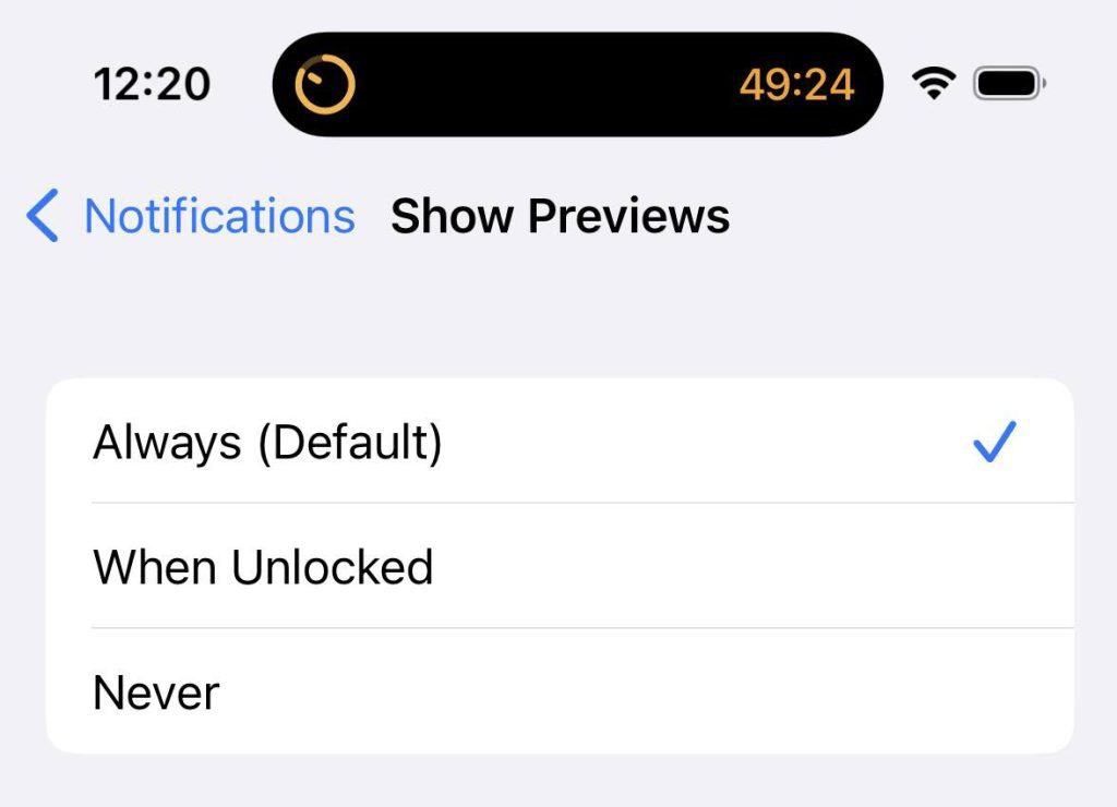 Show Message Previews, iPhone