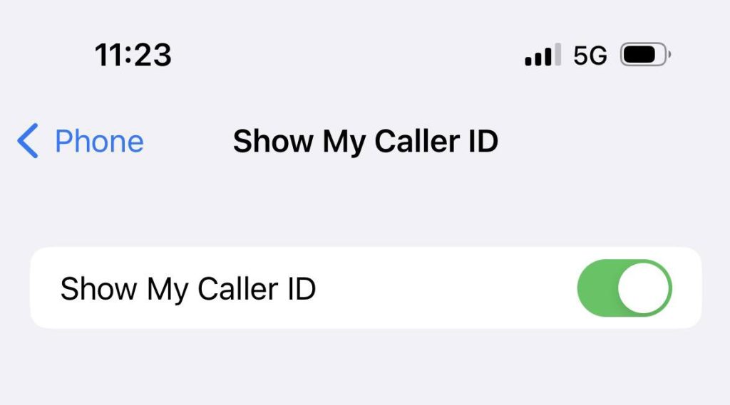 Show My Caller ID Toggle iPhone
