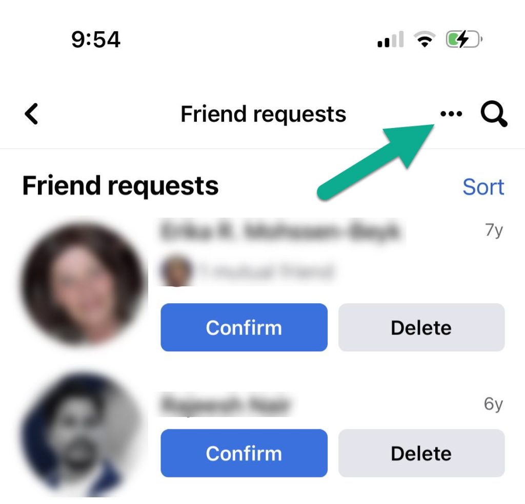 Three Dots Button Inside Friend Requests, Facebook Mobile App