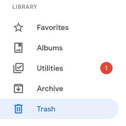 Trash Folder, Google Photos