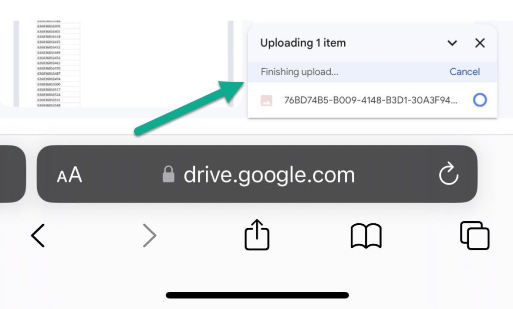 Uploading File, Google Drive iPhone
