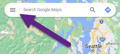 Menu Icon, Google Maps Desktop