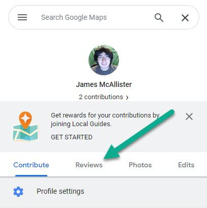 Reviews Button, Google Maps Desktop