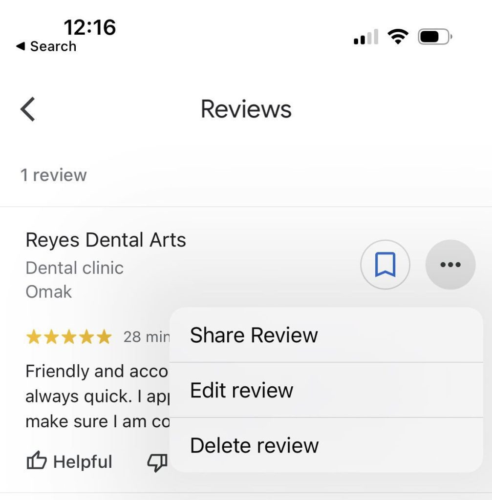 Share, Edit Or Delete Review, Google Maps App